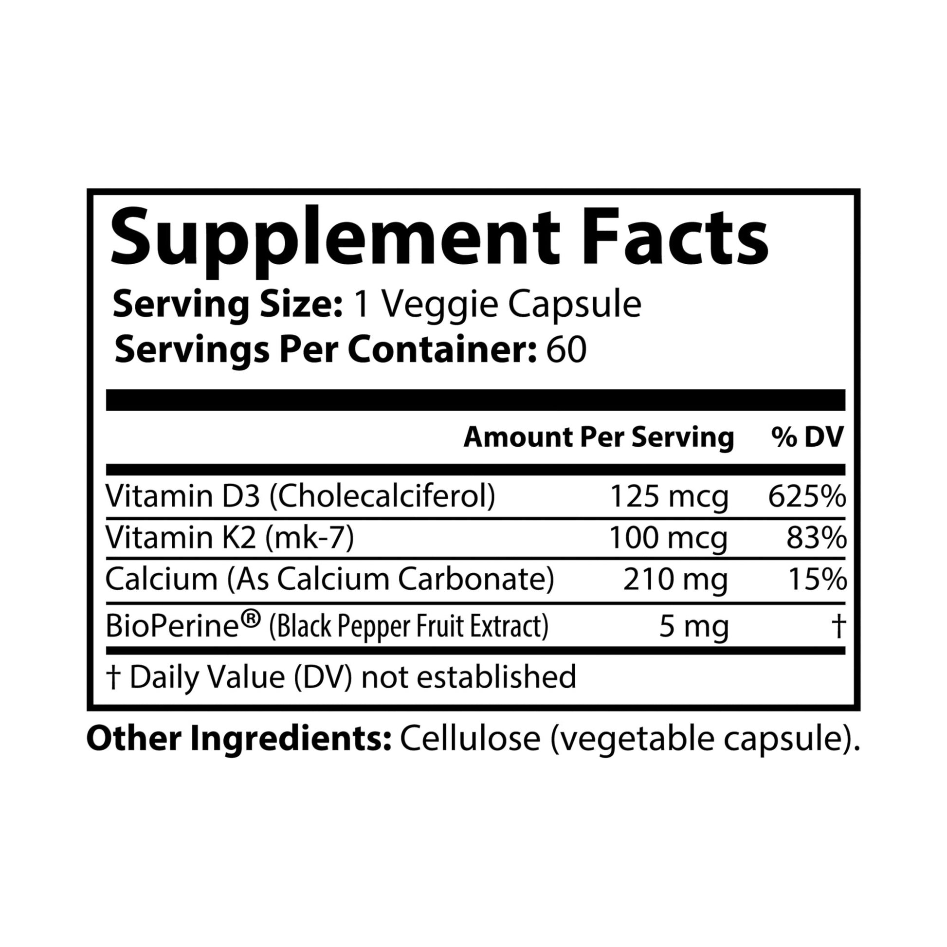 Vitamin D3 + K2 Enhanced Absorption Blend 60 Servings