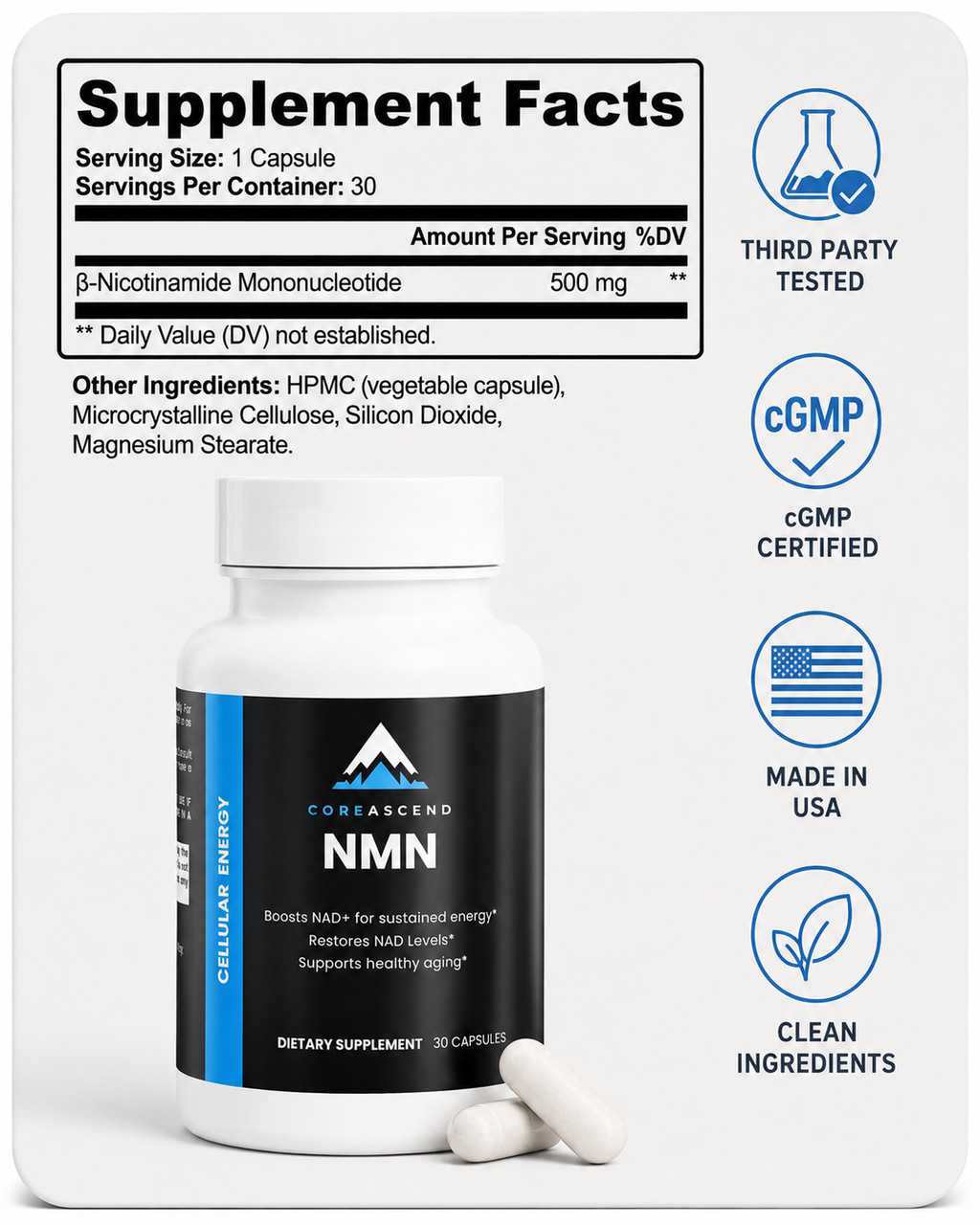 NMN Supplement — Boost NAD+, Anti-Aging & Cellular Energy