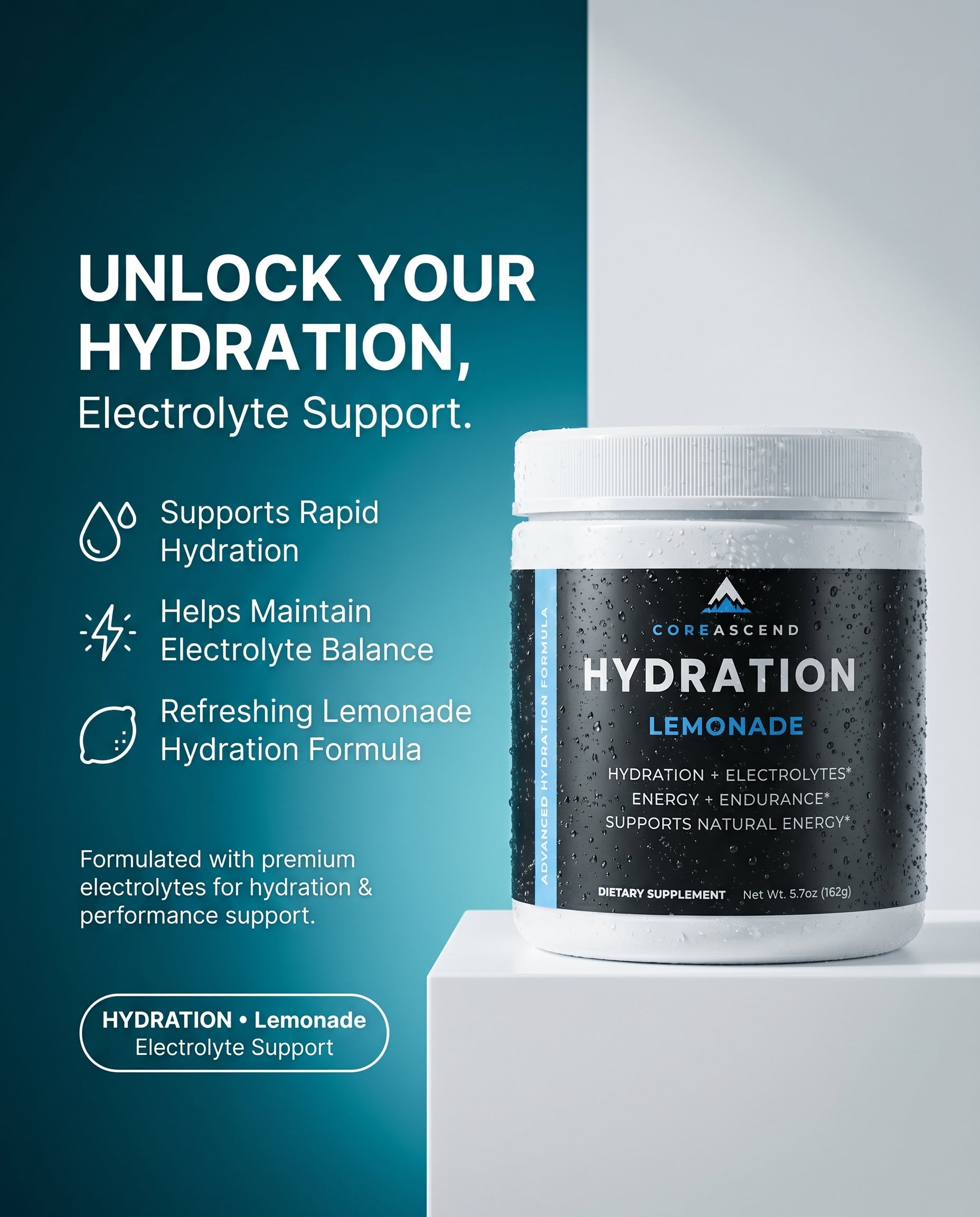 Lemonade Hydration Electrolyte Drink Mix – Sugar-Free & Keto Friendly